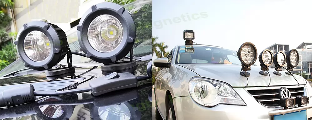 Rubber Coated Magnets Holding LED  Lights on Off Road Trucks or Cars
